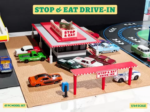 Stop & Eat Drive-In Model Set - 1:64 Scale Diorama