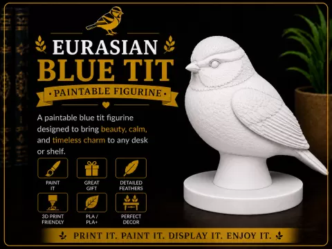 Paintable Eurasian Blue Tit Figurine – Bird Decor