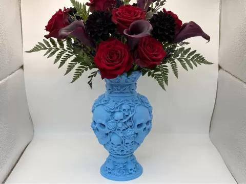 Gothic Skulls & Roses Ornate Vase