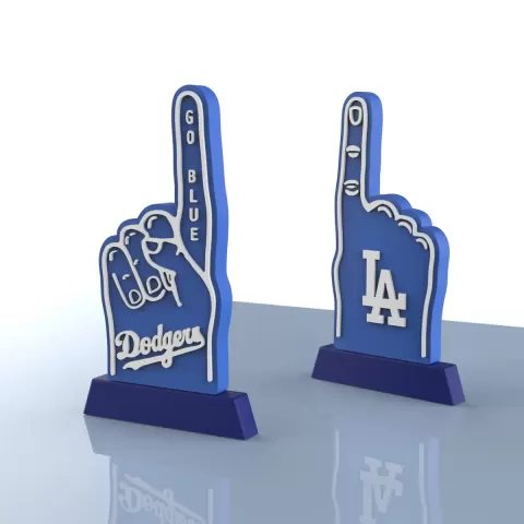 Los Angeles Dodgers Foam Finger Display, Go Blue Sports Fan Decor, Baseball Game Shelf Sign