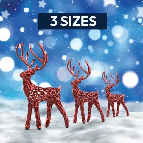 3 pcs. Miniature Modern Deer Family, Voronoi Diagram Christmas Decor, Reindeer Set, Christmas Tablet