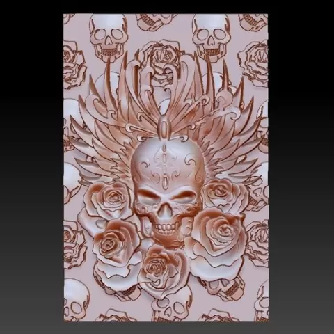 skull and rose