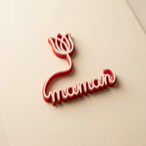 Mother's Day "Maman" Flower Logo / Fête des Mères - Easy Print