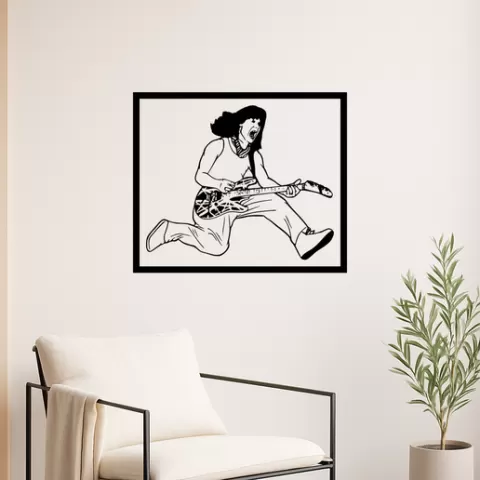 Eddie Van Halen Eddie Van Halen Eddie Van Halen Fender Guitar Wall Art Framed