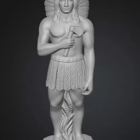 Caboclo Arranca Toco (de pie) – Escultura espiritual tribal (STL para impresión 3D)