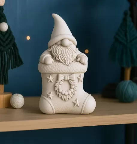 Gnome in Christmas Stocking | Adorable Holiday Ornament | Cozy Xmas Decoration