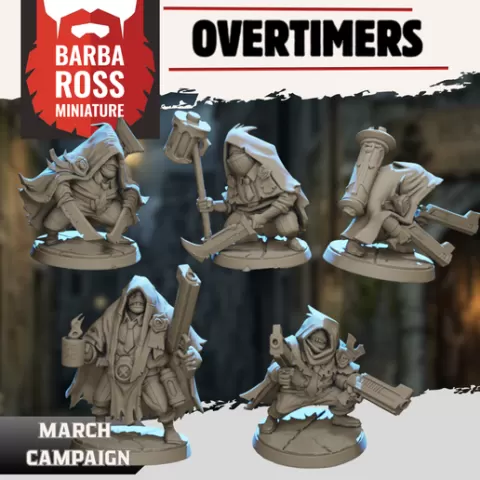 The Overtimers — Bureau of Perpetual Overtime | 5 Miniature STL Pack | Barbaross Miniature