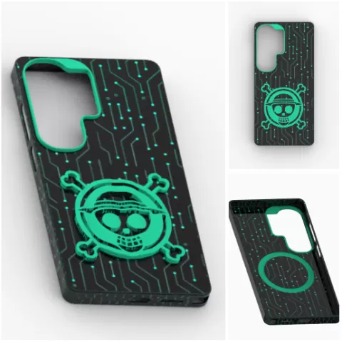 Cyber-Pirate MagSafe Case for Samsung Galaxy S26 Ultra – 3D Printable Tech Skull Cover with Reinforced Camera Bezel, Lens Protection Frame & Magnetic Ring Compatibility
