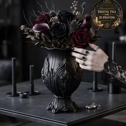 Gothic Baroque Vase Fleur De Lis STL