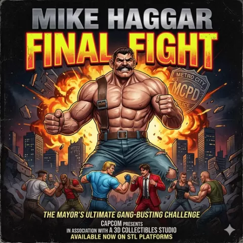 Mike Haggar 3D Print STL File - Metro City Mayor Figurine for FDM - Miniature Cartoon Character Sculpture - Retro Beat 'em Up Game Statue - High Detail Fan Art Figurine