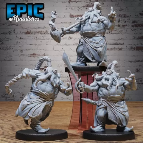 Octo Folk Pirate Set / Octopus Corsair / Humanoid Smuggler Warrior / Sea Robber / Underwater Bandit / Ocean Tentacle Creature / Merfolk Beast Encounter by Epic-Miniatures
