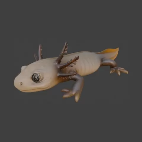 Cute & Realistic Axolotl — Highly Detailed 3D Sculpt \ Детализированный Аксолотль — Коллекционная 3D-модель