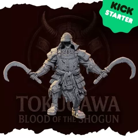 Undead Samurai Blood Reaper - Free STL Model Miniature Kickstarter Campaign - 30mm Undead Figure by Forged Path Miniatures