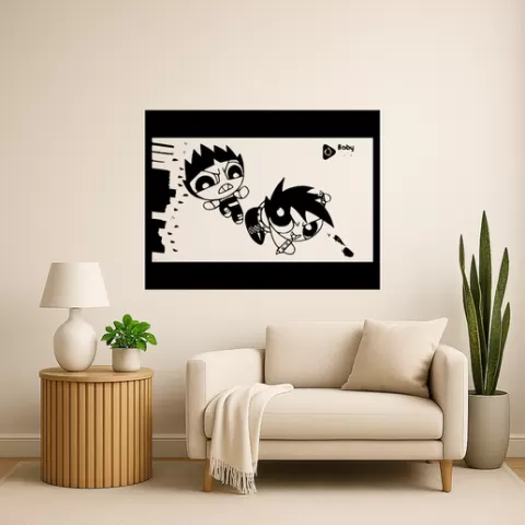 The Powerpuff Girls The Powerpuff Girls The Rowdyruff Boys All Three - Wall Art Framed