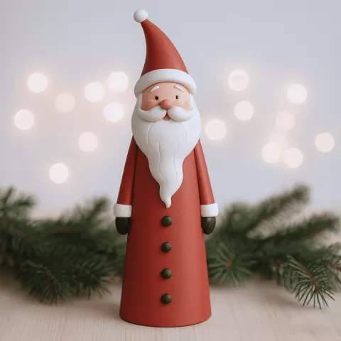 Tall Santa Claus Figurine | Minimalist Christmas Decoration | Holiday Table Ornament