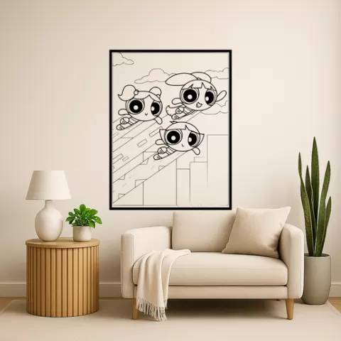 The Powerpuff Girls The Powerpuff Girls The Amoeba Boys Wall Art Framed