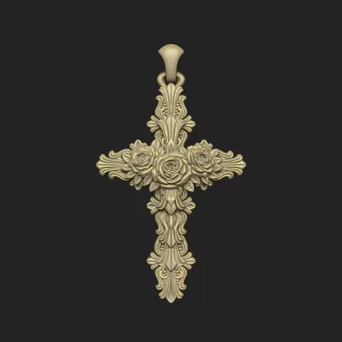 Cross royal floral church religious rood Inri god Jesus by OL22