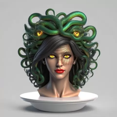 3890 Medusa Gorgon Head 3D Model, magic, dragon, serpent, mask, gnome, gorgon, venetian carnival, wild, fox, monster, cat, fair, witch, werewolf, horror, beast, snake, troll, skeleton, STL