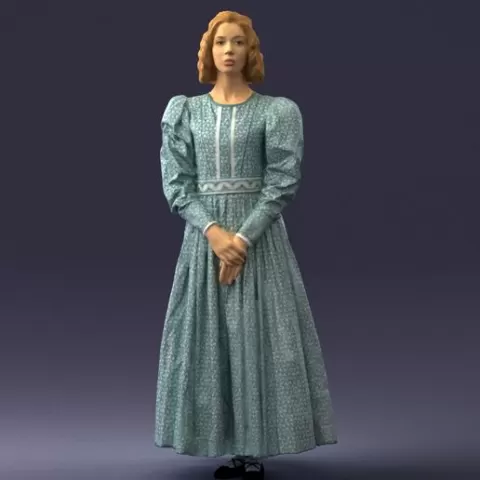 000517 Victorian Woman in Blue Dress Historical Female Character
