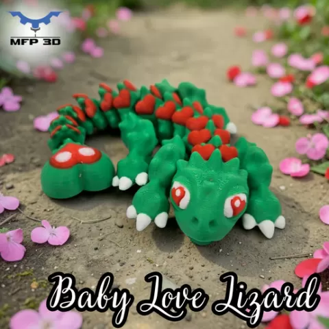 ARTICULATED BABY LOVE LIZARD MFP3D -NO SUPPORT - PRINT IN PLACE - SENSORY TOY-FIDGET