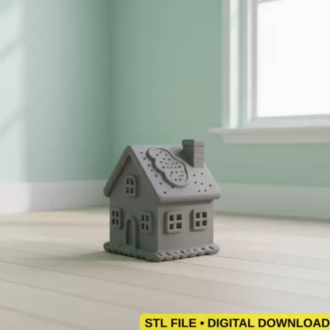 Gingerbread House 3D STL File | Christmas Miniature House | Holiday Decor Model | Digital Download