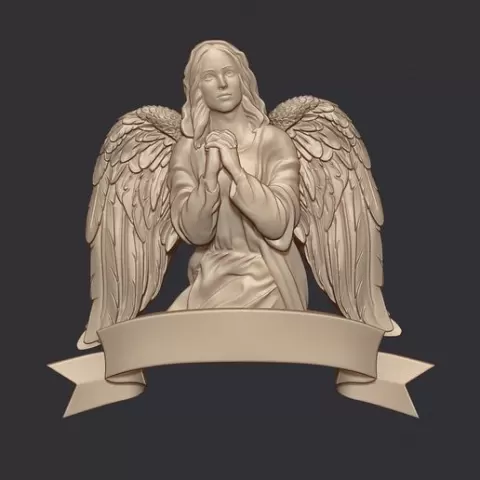 Praying Angel Bas Relief wall decor 3D Model