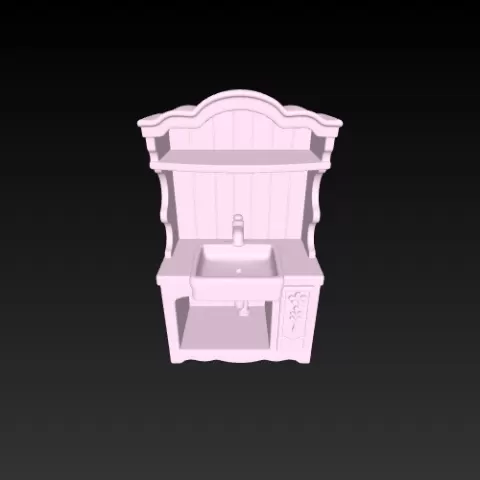 Miniature Cottage Sink Cabinet - Sylvanian Families / Dollhouse Furniture