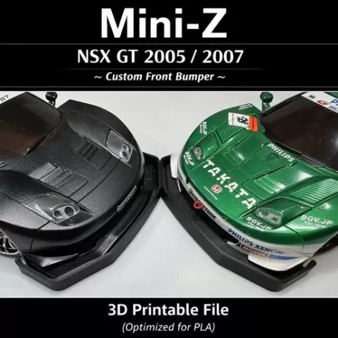 Mini-Z (Mini Z / Miniz) NSX GT500 2005 / 2007 Front Bumper - Compatible with Mini-Z bodies - Compact 3D Print STL