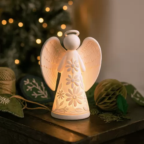 Christmas Angel Candle Holder | Glowing Holiday Decoration | Christmas Home Angel Figurine