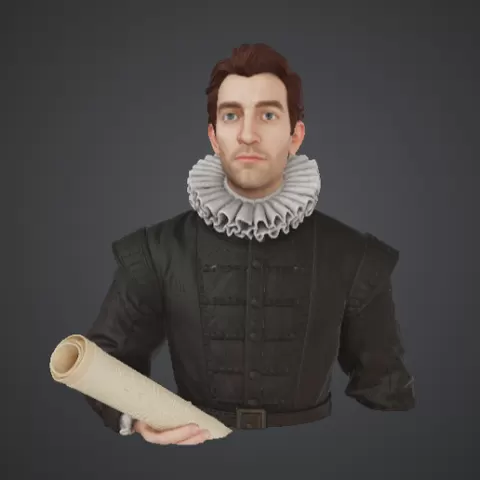 Renaissance Scholar Bust – Historical Philosopher with Scroll