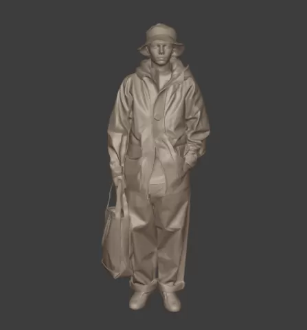 1/64 Urban Street Boy with Bucket Hat – Casual Male Character Statue