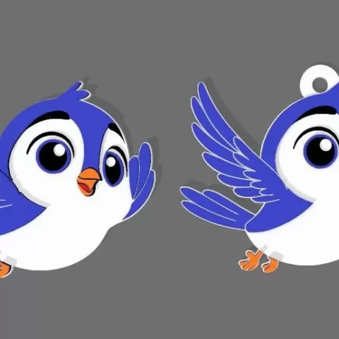 Keychain Birdie - Animated Style (Multicolor)