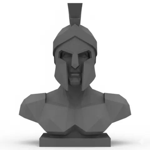 Low-Poly Spartan Bust Sculpture