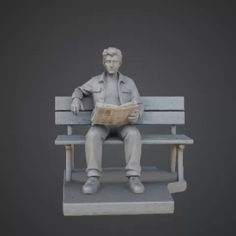 Man Sitting on Park Bench – Casual Newspaper Reader