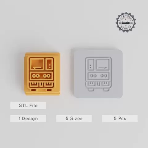 Train Stamp Tile Set, 5 Sizes, Perfect for Clay, Cookies & Fondant, Railway Motif Collection