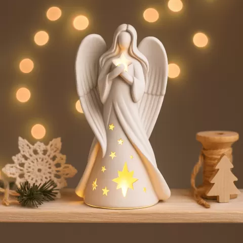 Angel Candle Holder | Christmas Guardian Angel Figurine | Lucky Charm Tea Light