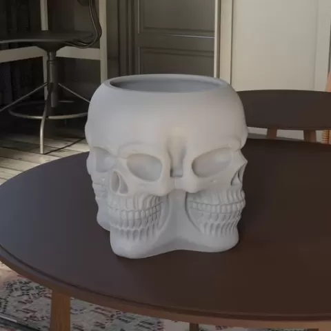 Skull 3D Printed Planter – Gothic Succulent Pot