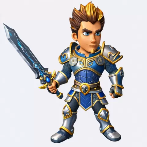 Fantasy Hero Knight with Sword