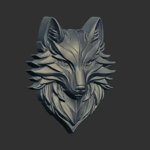 Metallic Wolf Head 3D Model