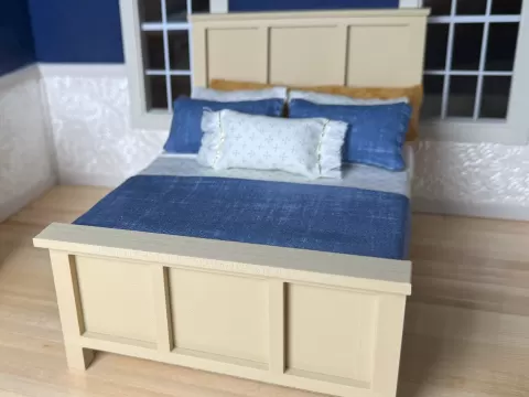Rustic Dollhouse Queen Bed 1:12 Scale