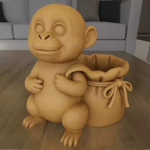 Monkey Planter STL Cute Container 3D Print Model.stl