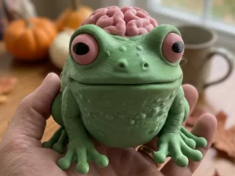 Cute Zombie Frog with Exposed Brain
