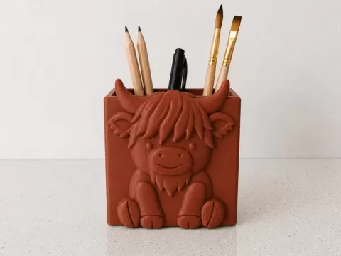 Cute Highland Cow Pencil Cup | Organizer