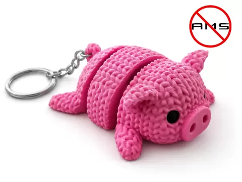 Articulated Knitted Pig Keychain