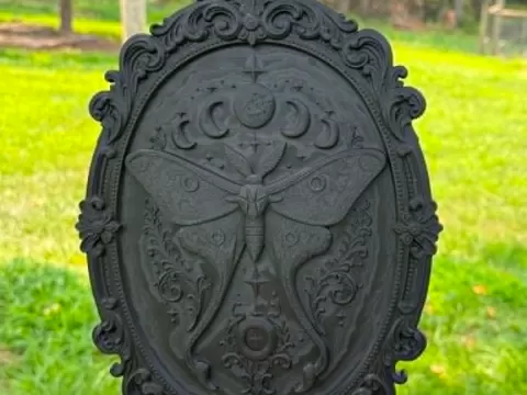 Victorian Moth with Moon Phases Frame