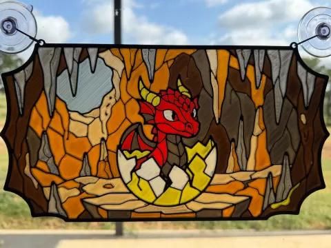 Dragon Hatchling Suncatcher — Stained-Glass