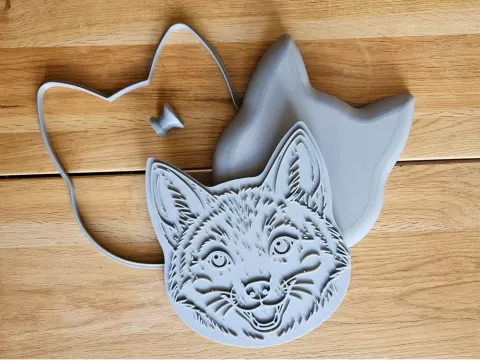 CERAMIC MOLD & CUTTER for clay plate Fox