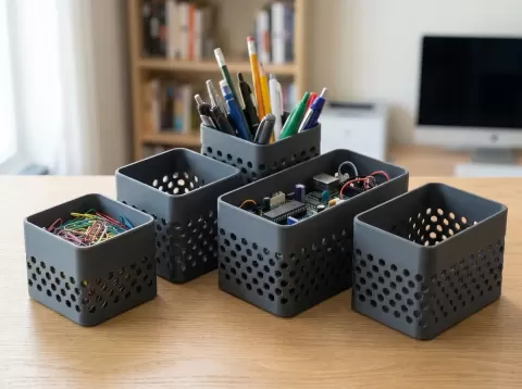 Modular Hex-Grid Desktop Organizers & Sorting Bins