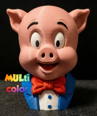 Porky Pig Bust | Classic Looney Tunes Figurine | Retro Cartoon Sculpture | Multi-Color