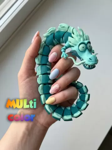 Articulated Haku Dragon | Flexible Oriental Serpent | Fidget Toy Sculpture | Multi-Color